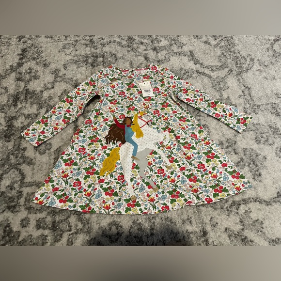 Mini Boden ivory autumn berry unicorn dress. Size 3-4. - Picture 2 of 7